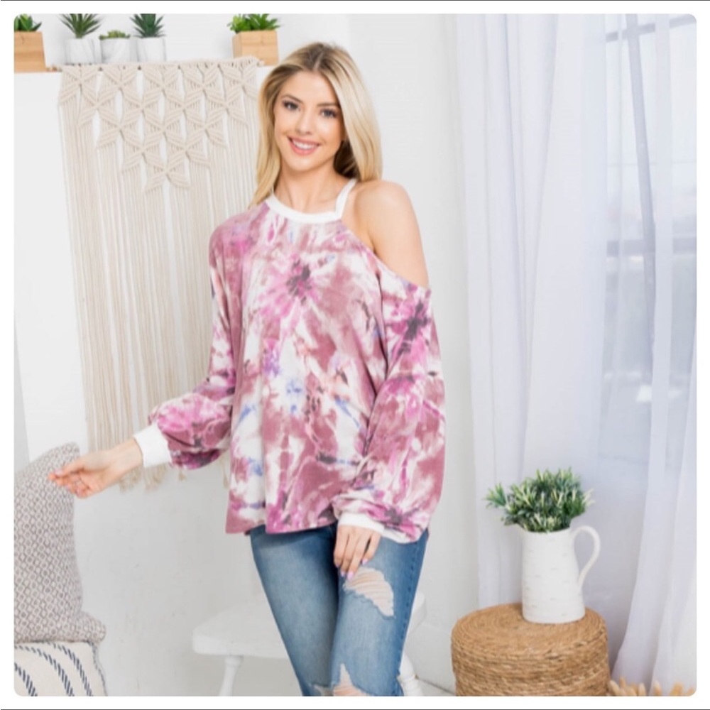 NWT, L, CY, pink and purple tie dye sweatshirt